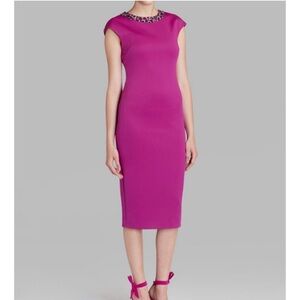 Ted Baker Fuchsia Embellished Midi Dress